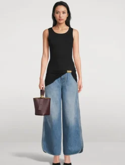 Piped Wide-Leg Jeans
