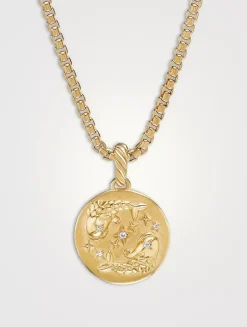 Pisces Amulet In 18k Yellow Gold With Diamonds