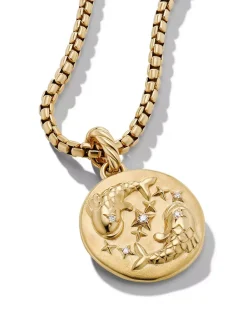Pisces Amulet In 18k Yellow Gold With Diamonds