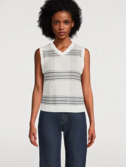 Plaid Jacquard Wool Sweater Vest