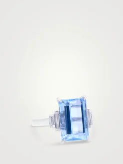 Platinum Aquamarine Ring With Diamonds