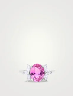 Platinum Pink Sapphire Ring With Diamonds