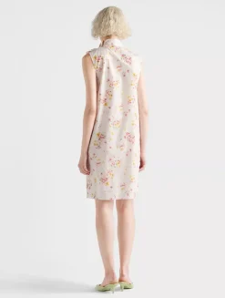 Pleated Floral-print Poplin Dress