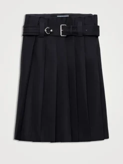Pleated Gabardine Skirt