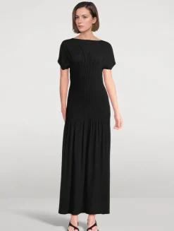 Pleated Jersey Maxi Dress