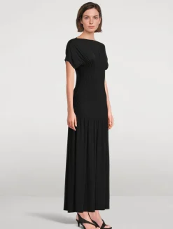 Pleated Jersey Maxi Dress