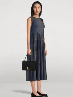 Pleated Knit Midi Dress