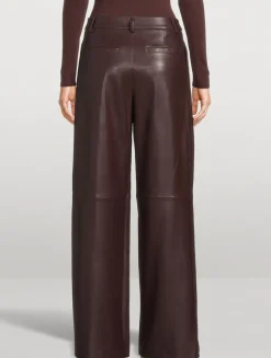 Pleated Leather Trousers