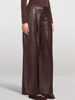 Pleated Leather Trousers