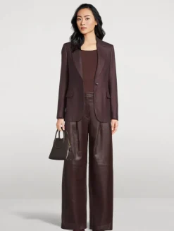 Pleated Leather Trousers
