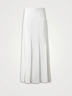 Pleated Linen And Wool Skirt