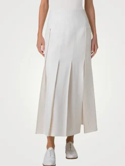 Pleated Linen And Wool Skirt