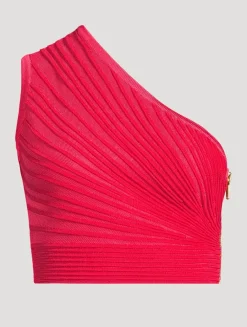 Pleated One-Shoulder Top