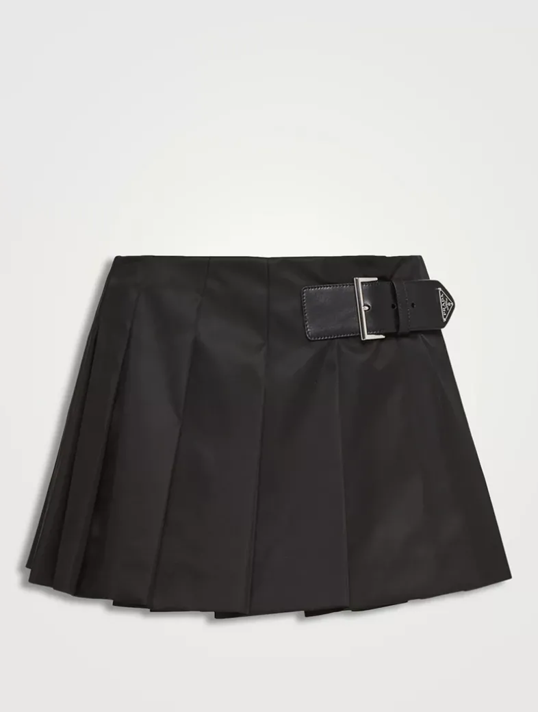 Pleated Re-nylon Miniskirt