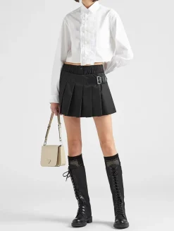 Pleated Re-nylon Miniskirt