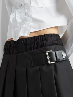 Pleated Re-nylon Miniskirt