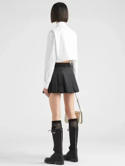 Pleated Re-nylon Miniskirt