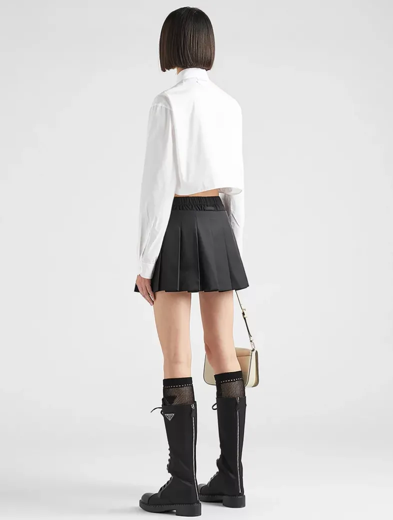 Pleated Re-nylon Miniskirt