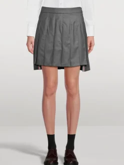 Pleated Twill Mini Skirt