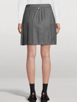 Pleated Twill Mini Skirt