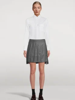 Pleated Twill Mini Skirt