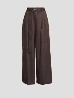 Pleated Wide-Leg Trousers