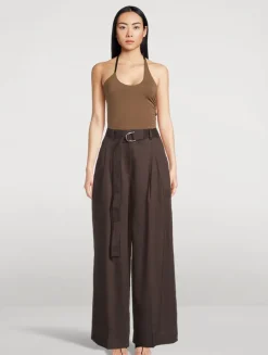 Pleated Wide-Leg Trousers