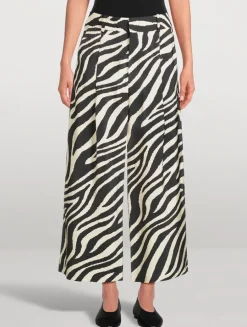 Pleated Wide-Leg Trousers In Zebra Print