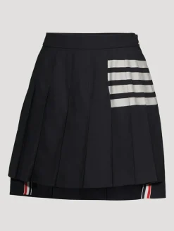 Pleated Wool Mini Skirt