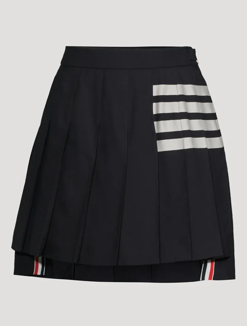 Pleated Wool Mini Skirt