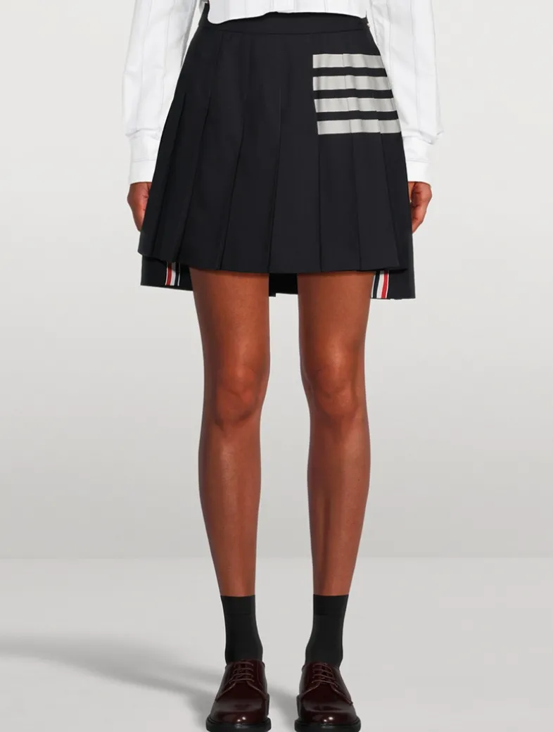 Pleated Wool Mini Skirt