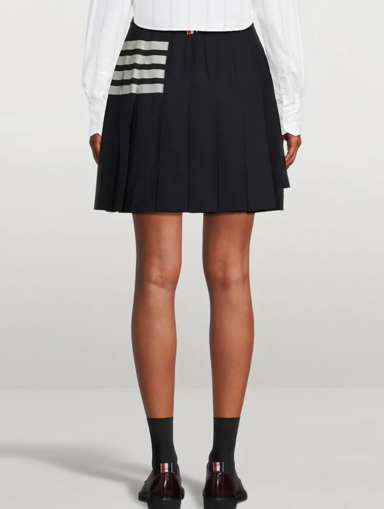 Pleated Wool Mini Skirt