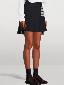 Pleated Wool Mini Skirt