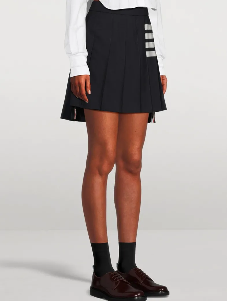 Pleated Wool Mini Skirt
