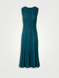 Plissé Knit Midi Dress