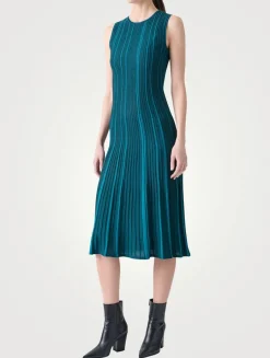 Plissé Knit Midi Dress