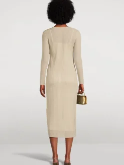 Plissé Midi Dress