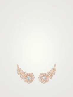 Plume De Paon Rose Gold Pendant Earrings With Diamonds