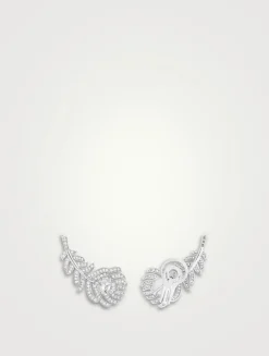 Plume De Paon White Gold Clip-On Earrings With Diamonds