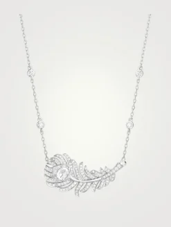 Plume De Paon White Gold Pendant Necklace With Diamonds