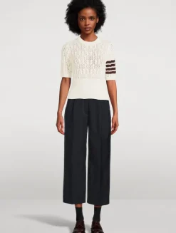 Pointelle Cable-Knit Sweater