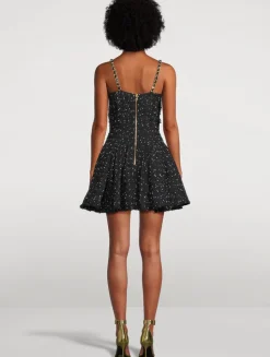 Polka Dot Tweed Mini Dress
