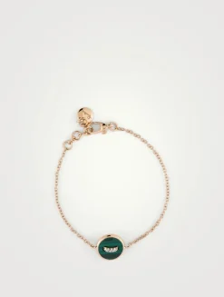 Pom Pom Dot 18K Gold Bracelet With Malachite, Diamonds, And Mother-Of-Pearl