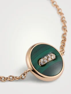 Pom Pom Dot 18K Gold Bracelet With Malachite, Diamonds, And Mother-Of-Pearl