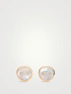 Pom Pom Dot 18K Rose Gold Earrings With Mother-Of-Pearl And Diamonds