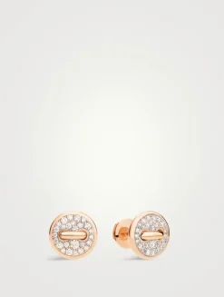 Pom Pom Dot 18K Rose Gold Earrings With Diamonds