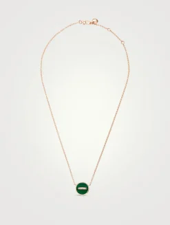 Pom Pom Dot 18K Rose Gold Necklace With Malachite And Diamonds