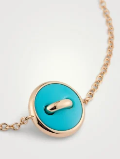 Pom Pom Dot 18K Rose Gold Reversible Bracelet With Turquoise And Diamonds