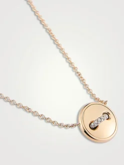 Pom Pom Dot 18K Rose Gold Reversible Pendant Necklace With Turquoise And Diamonds