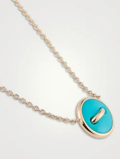 Pom Pom Dot 18K Rose Gold Reversible Pendant Necklace With Turquoise And Diamonds
